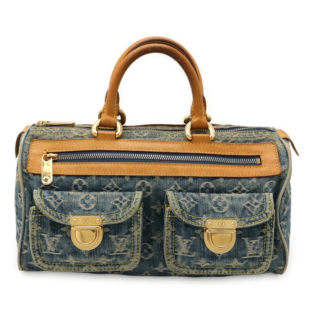 LOUIS VUITTON Monogram Denim Neo Speedy Handbag Boston Bag Blue